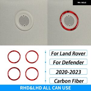 ランドローバー ディフェンダー 2020-2023 カーボンルーフ スピーカー パネル 装飾リング車内装飾アクセサリー ステッカー - red carbon fiber