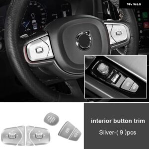ボルボ XC60 2018 S60 XC90 2020 S90 2016 電子ハンドブレーキ P ライト ボタン スパンコール ステッカー ステアリングホイール ボタン スイッチ トリム - silver AB