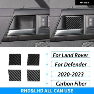 ランドローバー ディフェンダー 2020-2023 カーボンインナードアハンドル ボウル パネル 装飾カバー カー インテリア アクセサリー ステッカー - Black Carbon Fiber