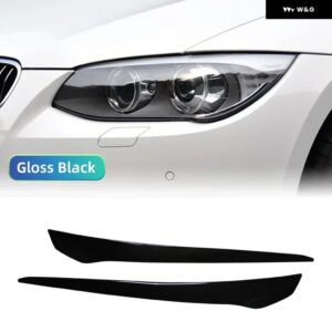 BMW 2個 ABS グロス ヘッドライト アイブロウ E92 E93 3シリーズ 325I 330I 330D 335I 335D 2007-2014 LCI 3D ステッカー チューニング - Gloss Blcak