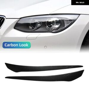 BMW 2個 ABS グロス ヘッドライト アイブロウ E92 E93 3シリーズ 325I 330I 330D 335I 335D 2007-2014 LCI 3D ステッカー チューニング - Carbon Look