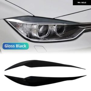 BMW 1ペア グロスブラック ヘッドライト アイブロウ ABS プラスチック 3シリーズ F30 F35 2013-2018 カー スタイリング ステッカー - Gloss Blcak