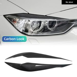 BMW 1ペア グロスブラック ヘッドライト アイブロウ ABS プラスチック 3シリーズ F30 F35 2013-2018 カー スタイリング ステッカー - Carbon Look