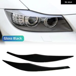 BMW 3シリーズ E90 E91 2005-11 セダン/ツーリング ステッカー ABS グロスブラック ヘッドライト アイブロウ - Gloss Blcak