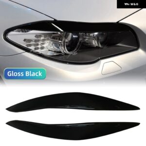 BMW カーボン ヘッドライト アイブロウ 5シリーズ F10 F11 2011-2014 フロント ヘッドランプ アイブロウ トリム カバー アクセサリー - Gloss Blcak