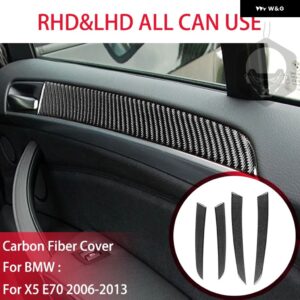 BMW X5 E70 2006-2013 カーボンドア パネル 装飾ストリップスタートストップスイッチカバー スーツ インテリア ACCESSORIERS ステッカー - Black Carbon