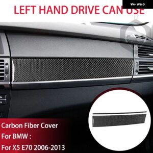 BMW X5 E70 2006-2013 カーボンドア パネル 装飾ストリップスタートストップスイッチカバー スーツ インテリア ACCESSORIERS ステッカー - Black carbon LHD