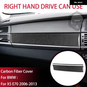BMW X5 E70 2006-2013 カーボンドア パネル 装飾ストリップスタートストップスイッチカバー スーツ インテリア ACCESSORIERS ステッカー - Black carbon RHD