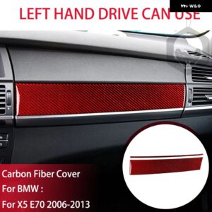 BMW X5 E70 2006-2013 カーボンドア パネル 装飾ストリップスタートストップスイッチカバー スーツ インテリア ACCESSORIERS ステッカー - Red Carbon LHD