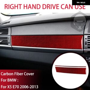 BMW X5 E70 2006-2013 カーボンドア パネル 装飾ストリップスタートストップスイッチカバー スーツ インテリア ACCESSORIERS ステッカー - Red carbon RHD