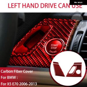 BMW X5 E70 2006-2013 カーボンドア パネル 装飾ストリップスタートストップスイッチカバー スーツ インテリア ACCESSORIERS ステッカー - LHD2