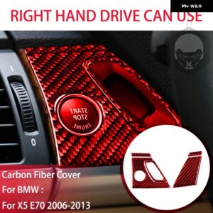 BMW X5 E70 2006-2013 カーボンドア パネル 装飾ストリップスタートストップスイッチカバー スーツ インテリア ACCESSORIERS ステッカー - RHD3