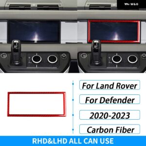 ランドローバー ディフェンダー 2020-2023 カーボンセンター コンソール ナビゲーション フレーム 装飾カバー カー インテリア アクセサリー ステッカー - red carbon fiber