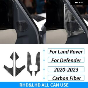 ランドローバー ディフェンダー 2020-2023 カーボンインナードア A ピラー スピーカー パネル トリム カバー カーアクセサリー インテリア ステッカー - Black Carbon Fiber