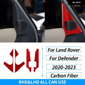 ランドローバー ディフェンダー 2020-2023 カーボンインナードア A ピラー スピーカー パネル トリム カバー カーアクセサリー インテリア ステッカー - red carbon fiber