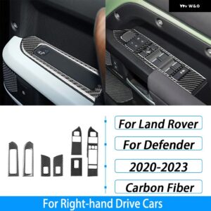 ランドローバー ディフェンダー 2020-2023 カーボンウィンドウリフトスイッチ パネル トリム カバー 車内 装飾 アクセサリー ステッカー - Black Carbon Fiber2