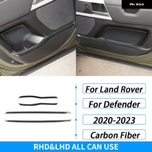 ランドローバー ディフェンダー 2020-2023 カーボンドア 収納 ボックス パネル トリム ストリップ車内 装飾 アクセサリー ステッカー - Black Carbon Fiber