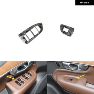 ボルボ XC90 2015 16 17 18 19 20 21 22 23 プラスチック 黒木目調 装飾 アクセサリー インテリア ギア トリム ステッカー - Front power window