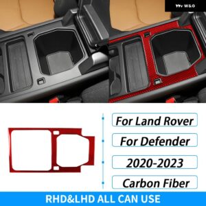 ランドローバー ディフェンダー 2020-2023 カーボンセンター 収納 ボックス カップ ホルダー パネル カバー トリム カー インテリア アクセサリー - red carbon fiber