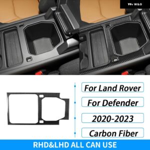 ランドローバー ディフェンダー 2020-2023 カーボンセンター 収納 ボックス カップ ホルダー パネル カバー トリム カー インテリア アクセサリー - Black Carbon Fiber