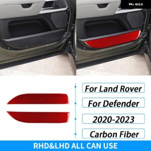 ランドローバー ディフェンダー 2020-2023 カーボンフロントドア パネル 装飾 カバー 車内 装飾 アクセサリー ステッカー - red carbon fiber