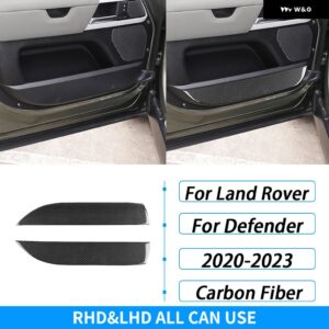 ランドローバー ディフェンダー 2020-2023 カーボンフロントドア パネル 装飾 カバー 車内 装飾 アクセサリー ステッカー - Black Carbon Fiber