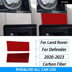 ランドローバー ディフェンダー 2020-2023 カーボンフロント ヘッドライト アンダー パネル 装飾 カバー 装飾 アクセサリー ステッカー - red carbon fiber