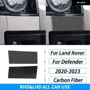 ランドローバー ディフェンダー 2020-2023 カーボンフロント ヘッドライト アンダー パネル 装飾 カバー 装飾 アクセサリー ステッカー - Black Carbon Fiber