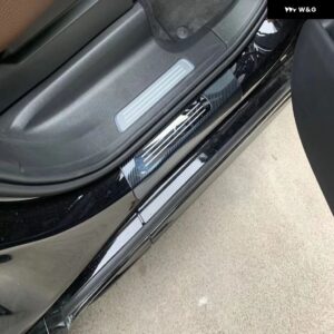 ボルボ XC90 XC 90 2016 -2020 ステンレス ドアドアシル スカッフプレート カバー ドアウェルカムフットペダルシルバーカバー - outside ss carbon