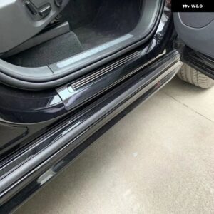 ボルボ XC90 XC 90 2016 -2020 ステンレス ドアドアシル スカッフプレート カバー ドアウェルカムフットペダルシルバーカバー - outside ss black