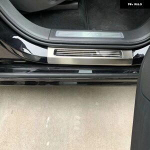 ボルボ XC90 XC 90 2016 -2020 ステンレス ドアドアシル スカッフプレート カバー ドアウェルカムフットペダルシルバーカバー - outside ss silver