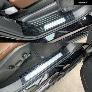 ボルボ XC90 XC 90 2016 -2020 ステンレス ドアドアシル スカッフプレート カバー ドアウェルカムフットペダルシルバーカバー - Built-in ss carbon