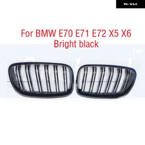 BMW ペアグロスブラック 3色 ダブルスラットキドニー グリル グリル フロント バンパー グリル E70 E71 E72 X5 X6 2007-2013 レーシング グリル - Bright Black
