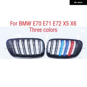 BMW ペアグロスブラック 3色 ダブルスラットキドニー グリル グリル フロント バンパー グリル E70 E71 E72 X5 X6 2007-2013 レーシング グリル - 3 Colors