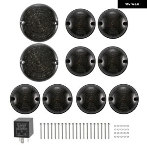 ランドローバー 10個 LED フォグランプ リバースライト ウィンカー ディフェンダー ライト ディフェンダー 90/110 1983-2016 - Smoked Shell