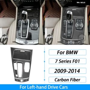 BMW 7シリーズ F01 2009-2014 カーボン中央 ギア シフト 収納 ボックス パネル スーツ トリム カバー 車内 装飾 ステッカー - black