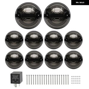 ランドローバー 10個 LED フォグランプ バースライトウィンカーインジケータライト 90/110 1983-1990/ディフェンダー 1990-2016 - Smoked Shell