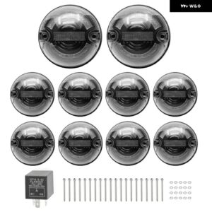 ランドローバー 10個 LED フォグランプ バースライトウィンカーインジケータライト 90/110 1983-1990/ディフェンダー 1990-2016 - Clear Shell