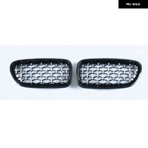 BMW 5シリーズ F10 F11 F18 520I 523I 528I 520D 530D 10-16 ダイヤモンドキドニー グリル フロント バンパー レーシングスポーツ グリル - silver black