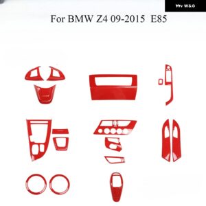 BMW Z4 E85 2009-2015 カーボンルック ステアリングホイール トリム 傷つきにくいセンター コンソール カバー アップグレード アクセサリー ABS - red