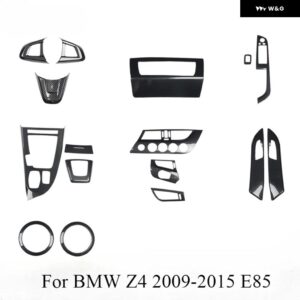 BMW Z4 E85 2009-2015 カーボンルック ステアリングホイール トリム 傷つきにくいセンター コンソール カバー アップグレード アクセサリー ABS - black
