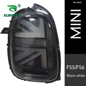 BMW 2X テールライト MINI F55 F56 2013-2021 LED ダイナミックウィンカー プラグアンドプレイテール ランプリバースフォグ テールライト - black white