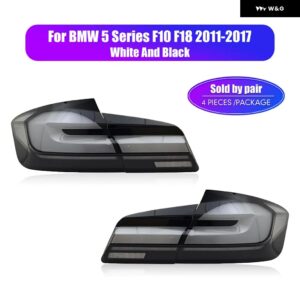 BMW LED テールライト 5シリーズ F10 F18 2011-2017 流れる水フリッカーテールランプフォグプラグアンドプレイカー テールライト - Black White