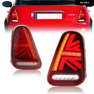 BMW 2X テールライト 現 MINI R50 R52 R53 2001-2007 LED ダイナミックウィンカー プラグアンドプレイテールランプ テールライト - Red
