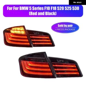 BMW 2個 テールライト 現 5 F10 F18 520 525 530 ウィンカーランプ DRL ブレーキリバースプラグアンドプレイリア車テールランプ - Black Red