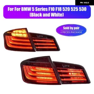 BMW 2個 テールライト 現 5 F10 F18 520 525 530 ウィンカーランプ DRL ブレーキリバースプラグアンドプレイリア車テールランプ - Black White