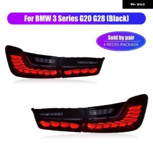 BMW 2個 テールライト 現 3シリーズ G20 G28 LEDブレーキ流れる水フリッカープラグアンドプレイテールランプ リバースライト テール - Black