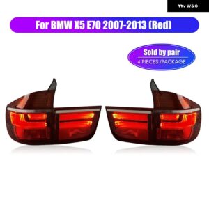 BMW 2個 テールライト 現 X5 E70 2007-2013 ウィンカーランプ DRL ブレーキリバースプラグアンドプレイリア LED テールランプ - Red