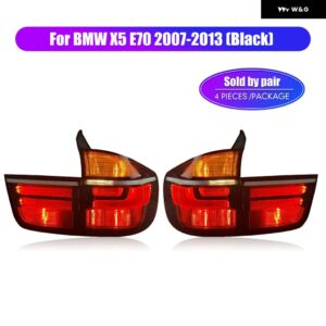 BMW 2個 テールライト 現 X5 E70 2007-2013 ウィンカーランプ DRL ブレーキリバースプラグアンドプレイリア LED テールランプ - Black