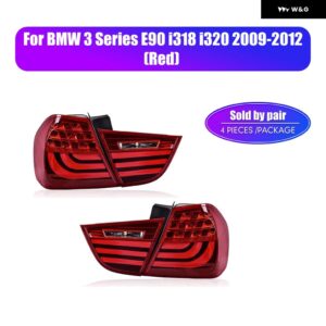 BMW LED テールライト 3シリーズ E90 I318 I320 2005-2012 流れる水フリッカーテールランププラグアンドプレイ テールライト - Red 09-12